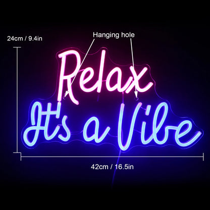 Letreiro de LED "Relax It's a Vibe" 5V USB - Econômico