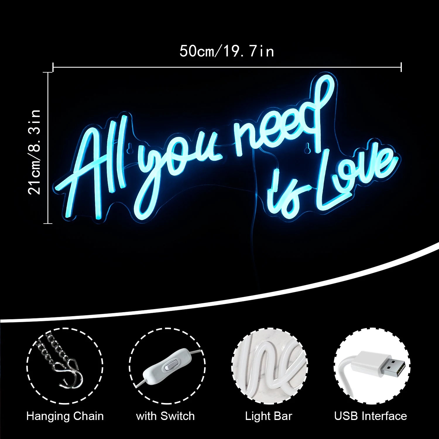 Tudo que Você Precisa é Amor 5V USB Letreiro de LED - Econômico