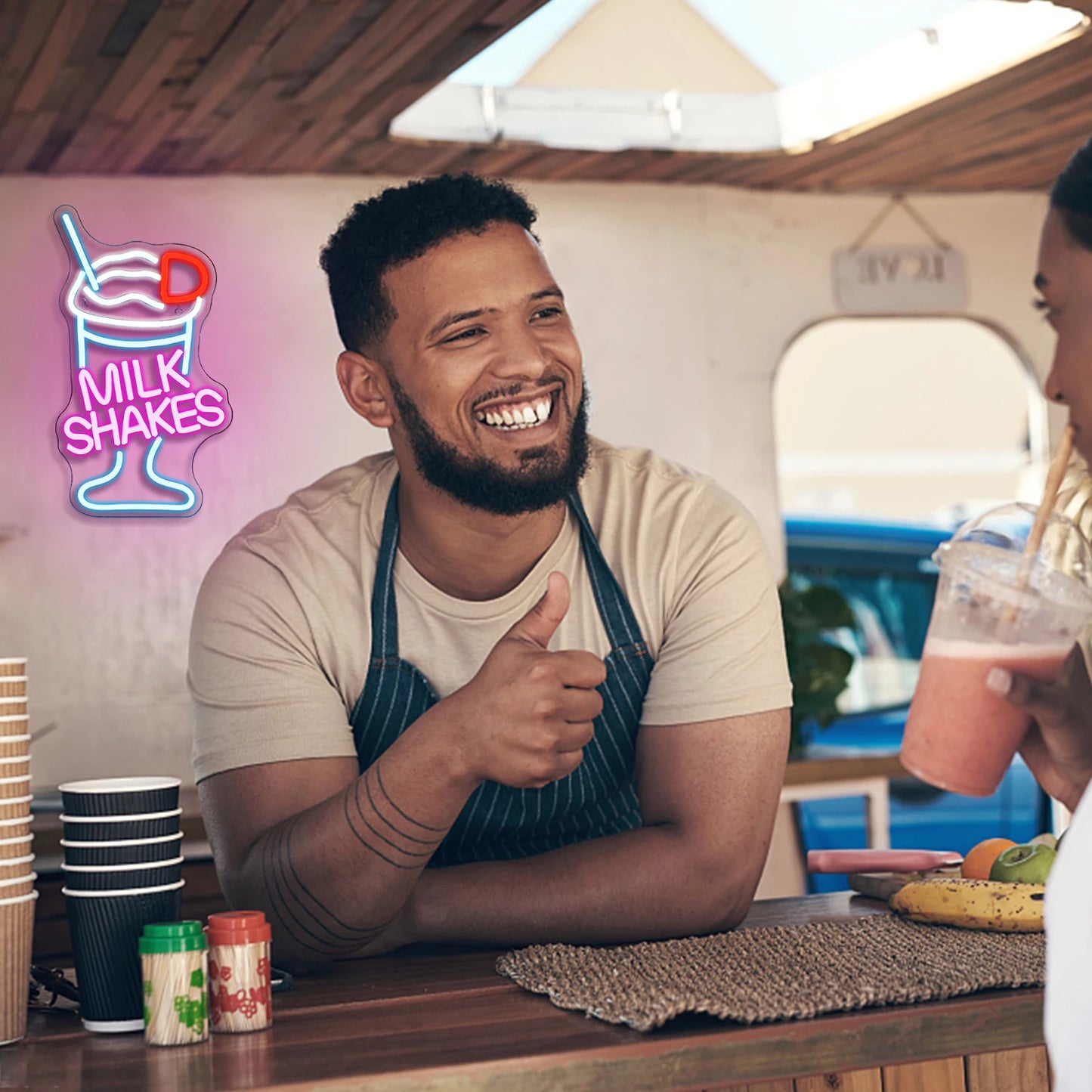 Letreiro de LED 5V USB para Milkshakes - Econômico