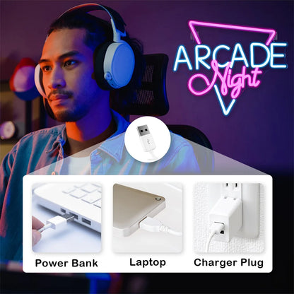 Letreiro de LED Arcade Night 5V USB - Econômico