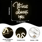 It was always you – letreiro de néon LED (5 V USB)
