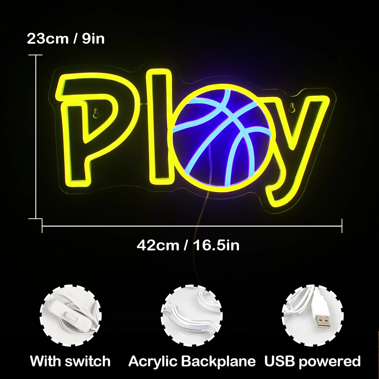Letreiro de LED USB 5V de Basquete - Econômico