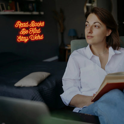 Read Books Be Kind Stay Weird 5V USB LED Neon Sign - Budget Friendly