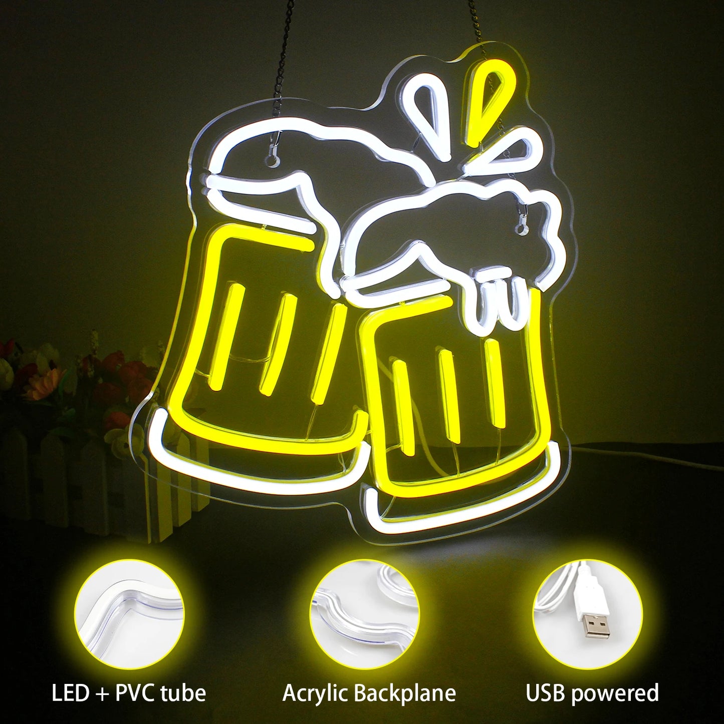 Letreiro de LED "Brinde de Cerveja" 5V USB - Econômico