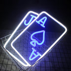 Cartas e símbolo de espadas – letreiro de néon LED (5 V USB)