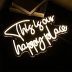 This is our happy place – letreiro de néon LED (5 V USB)