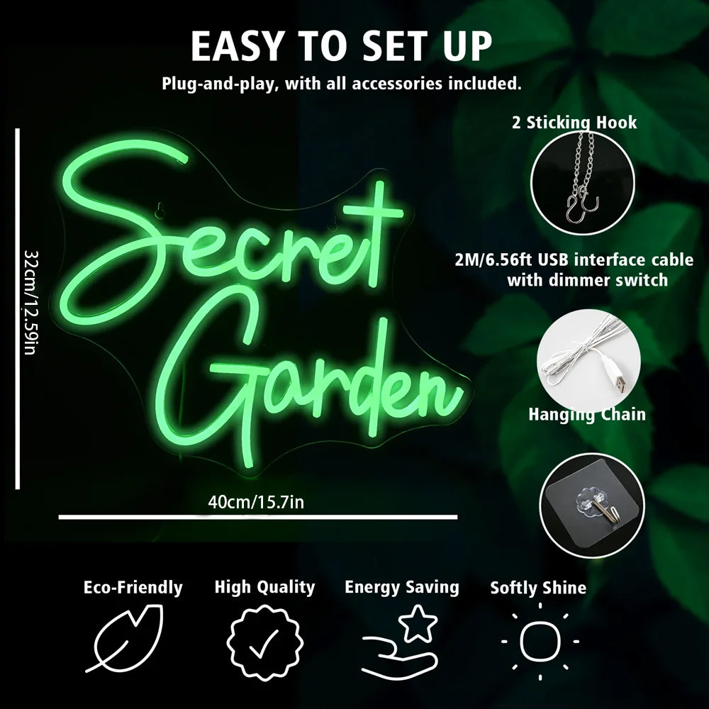 Secret Garden 5V USB LED Neon Sign - Budget Friendly