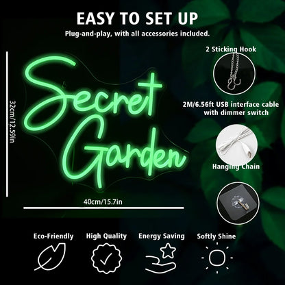 Secret Garden 5V USB LED Neon Sign - Budget Friendly