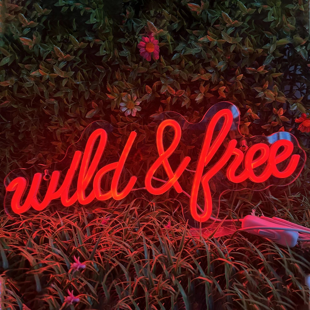 Wild & Free 5V USB LED Neon Sign - Budget Friendly