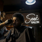 Seek SALON – reclame luminoso em néon LED (5 V USB)