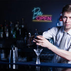 BAR OPEN – Linhas horizontais – reclame luminoso em néon LED (5 V USB)