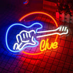 Live – Guitarra elétrica – letreiro de néon LED (5 V USB)