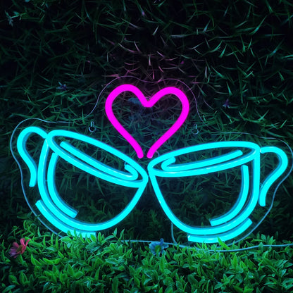 Letreiro de LED Coração Cheers para Café 5V USB - Econômico