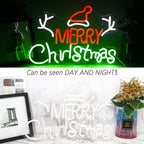 MERRY Christmas – Gorro de Pai Natal e hastes – letreiro de néon LED (5 V USB)