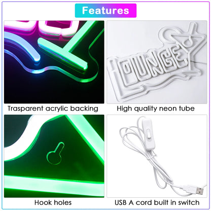 Cocktails Lounge 5V USB LED Neon Sign - Budget Friendly