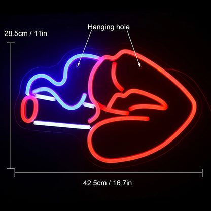 Boca Fumante Mulher Sexy 5V USB Letreiro de LED - Econômico