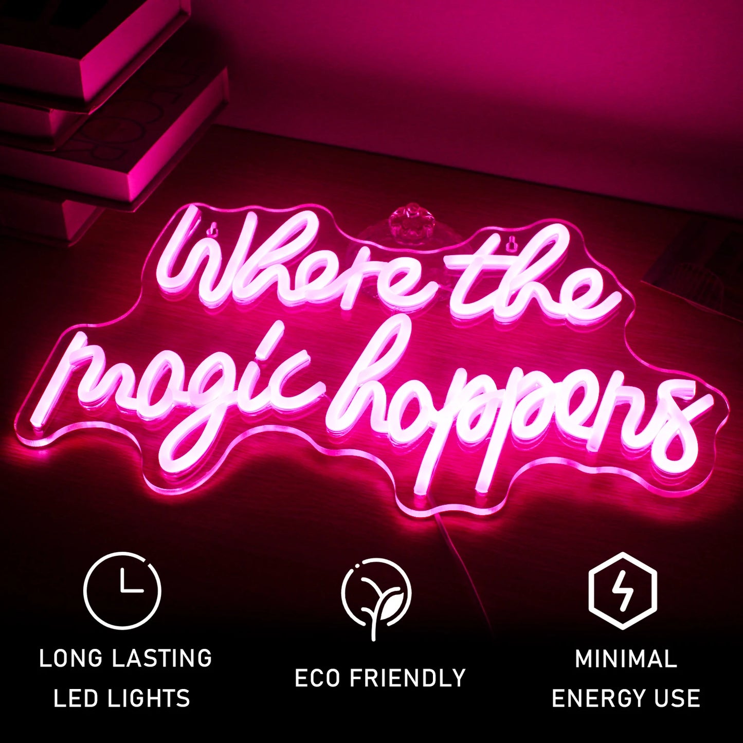 Onde a Magia Acontece Letreiro de LED 5V USB - Econômico
