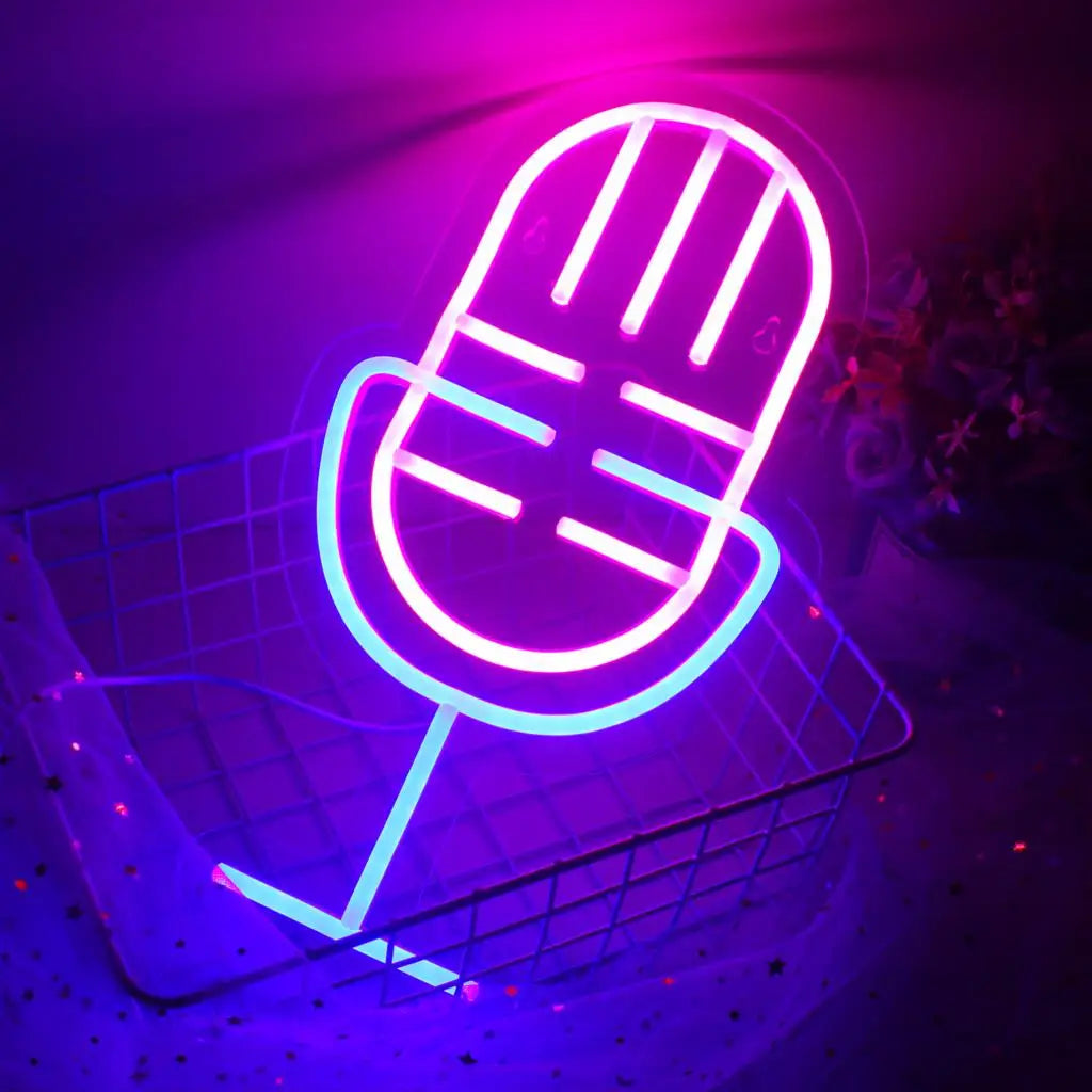 Microfone – letreiro de néon LED (5 V USB)
