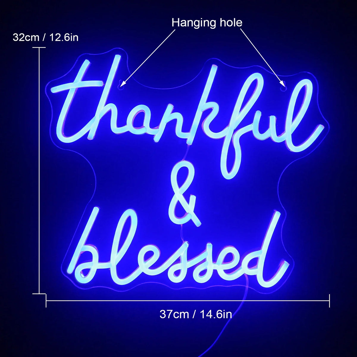 Thankful & Blessed – letreiro de néon LED (5 V USB)