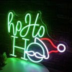 Ho Ho Ho – Cara e gorro do Pai Natal – letreiro de néon LED (5 V USB)