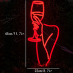 Mulher e copo de vinho – reclame luminoso em néon LED (5 V USB)