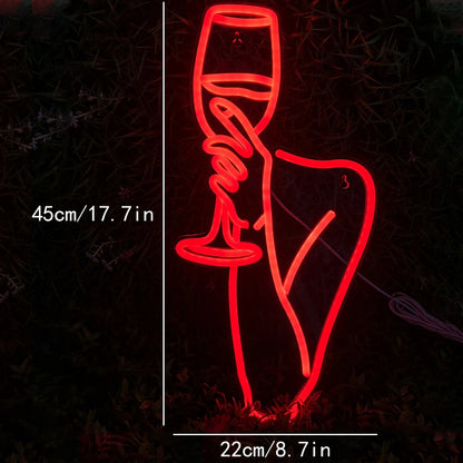 Taça de Vinho Feminina 5V USB Letreiro de LED - Econômico