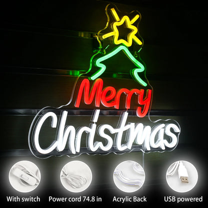 Placa de LED "Feliz Natal" 5V USB - Econômica