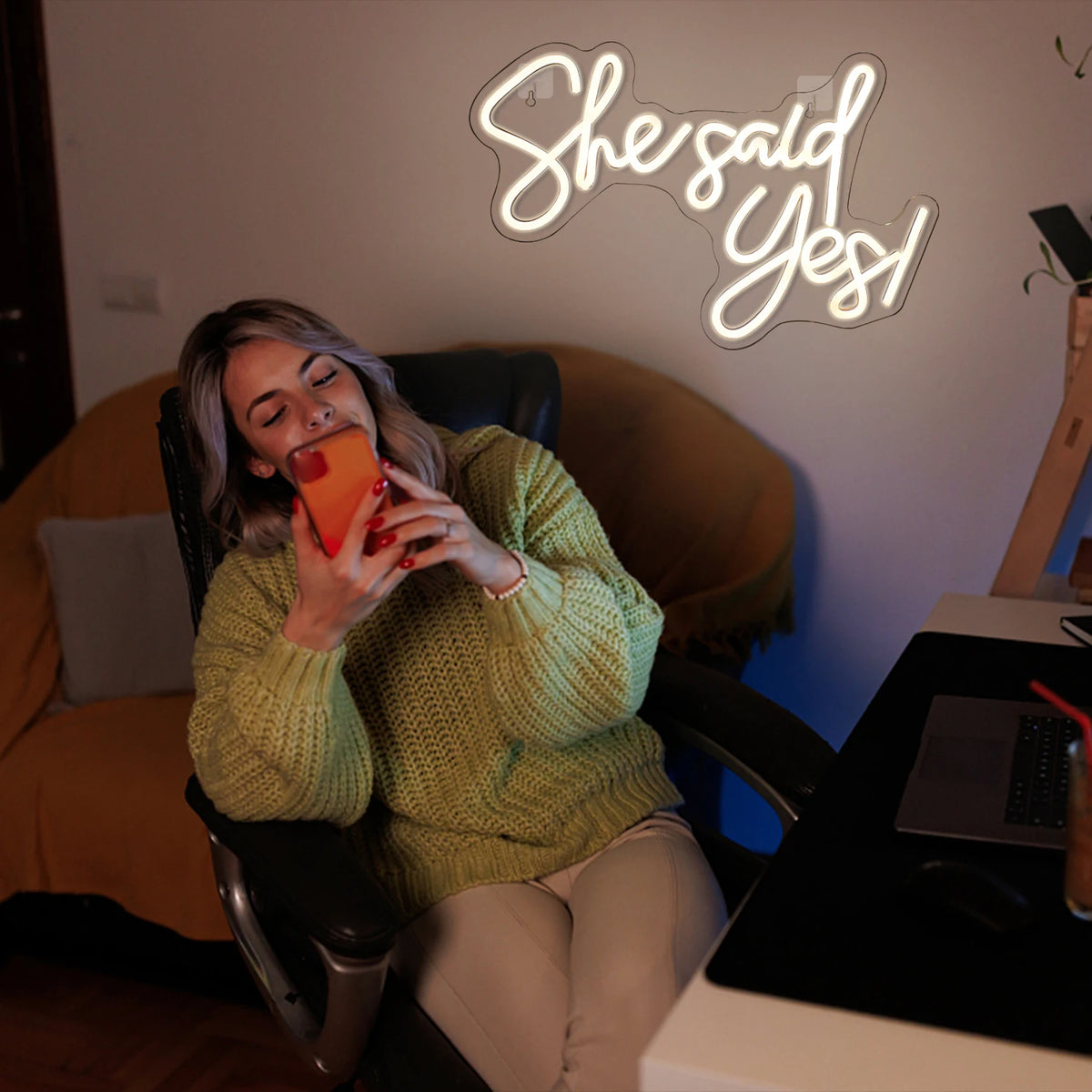 She Said Yes – letreiro de néon LED (5 V USB)