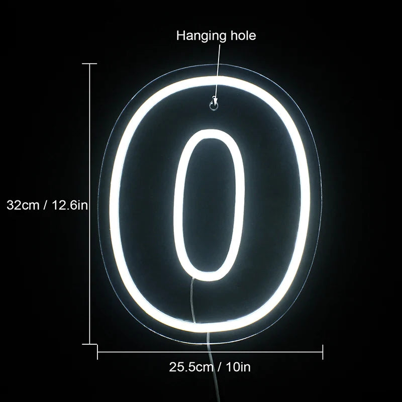 Números de aniversário com animais de desenhos animados 0–9 – letreiro de néon LED (5 V USB)