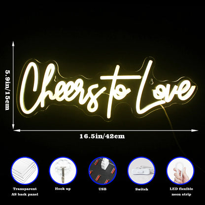 Cheers to Love 5V USB Letreiro de LED - Econômico