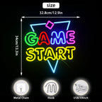 GAME START – Triângulo e losango pequeno – letreiro de néon LED (5 V USB)