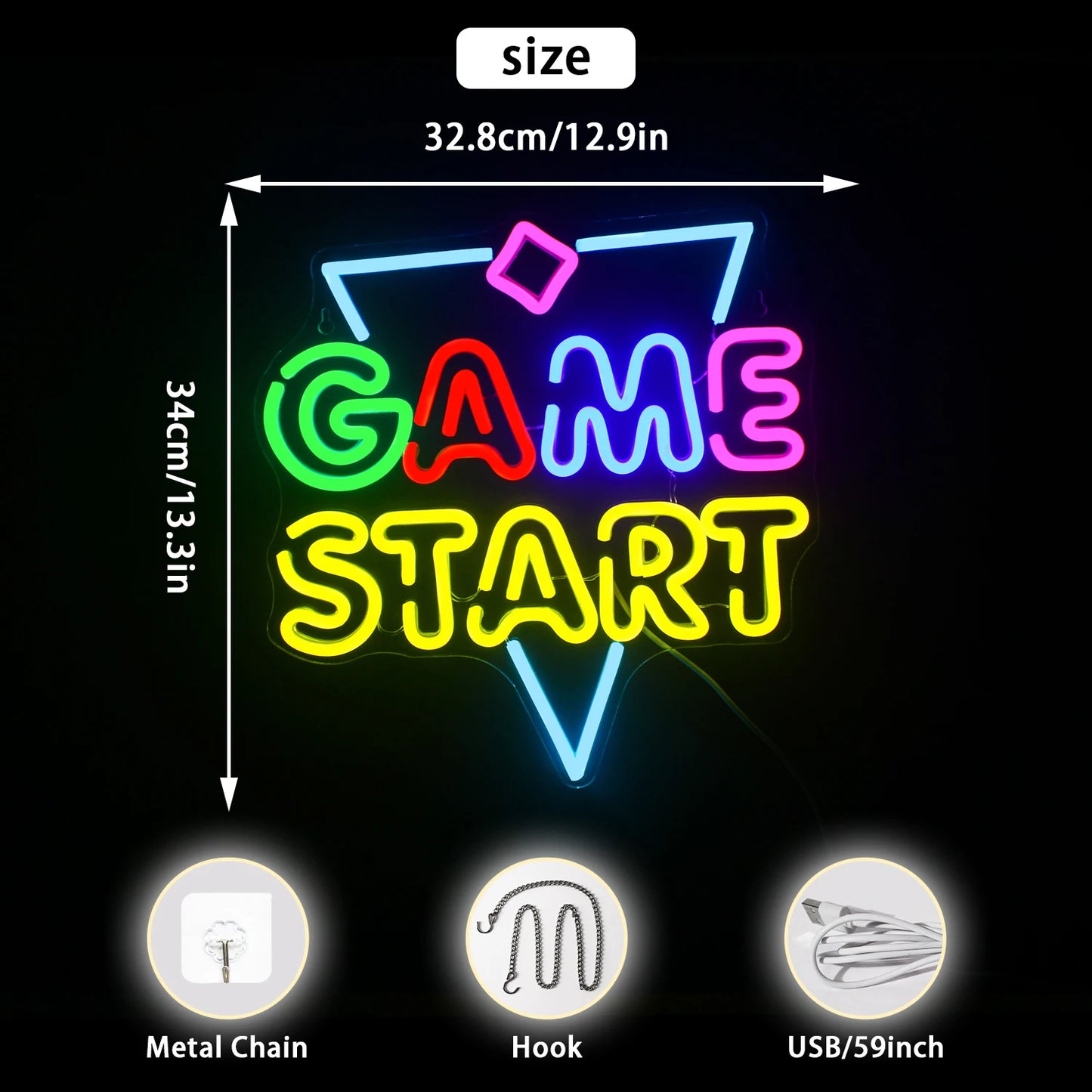Game Start 5V USB LED Neon Sign - Budget Friendly