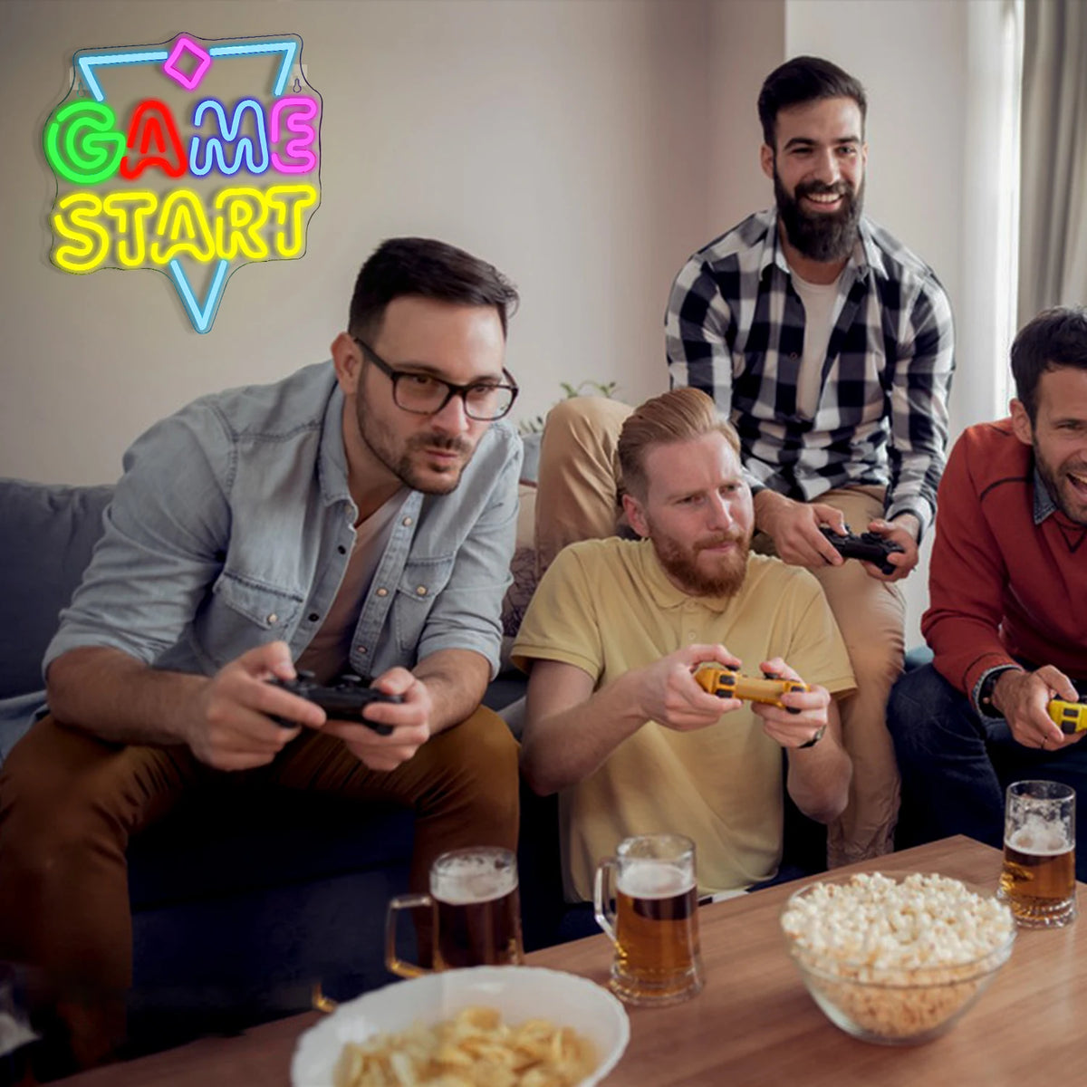 GAME START – Triângulo e losango pequeno – letreiro de néon LED (5 V USB)