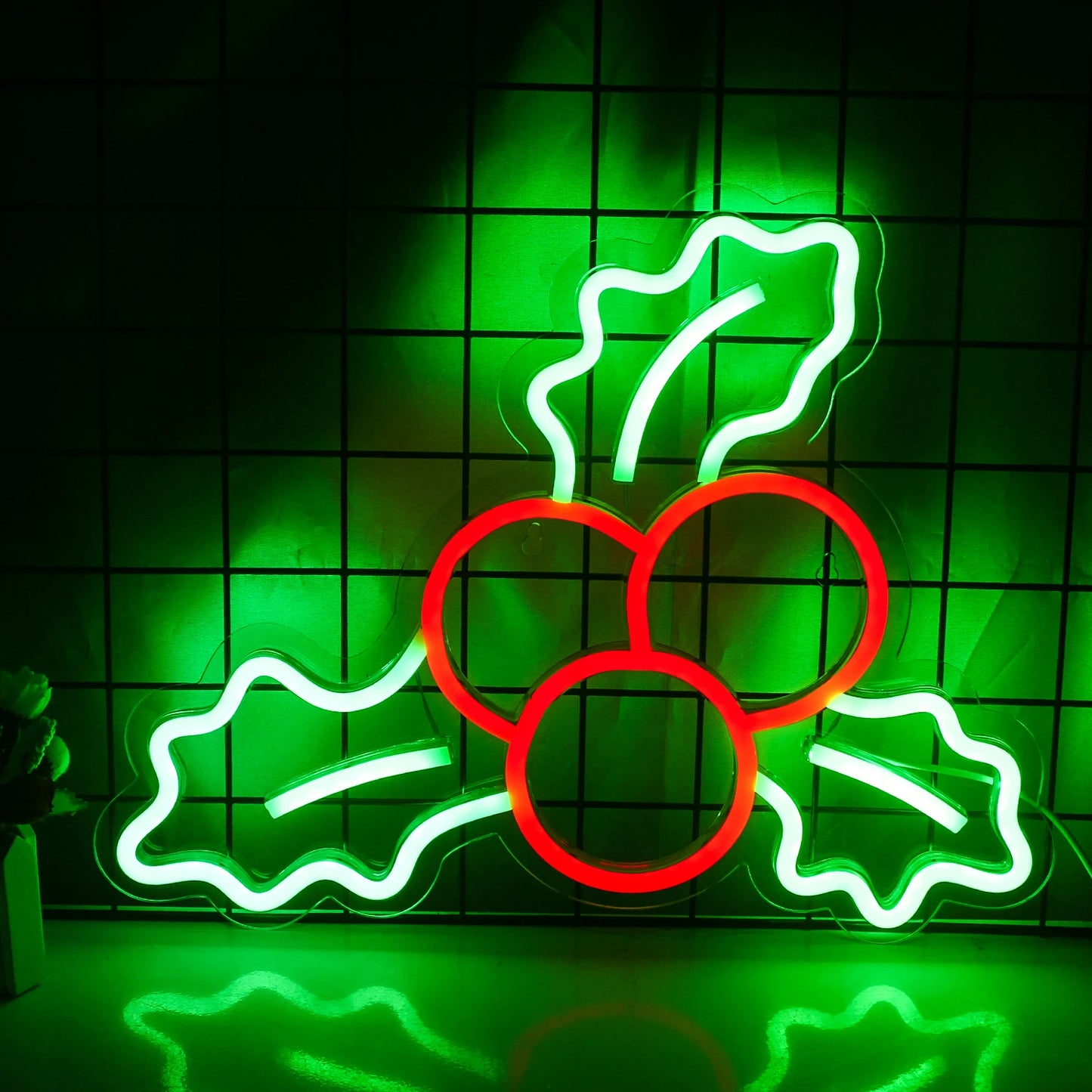 Decoração de Natal com Frutas de Azevinho 5V USB Letreiro de LED - Econômico