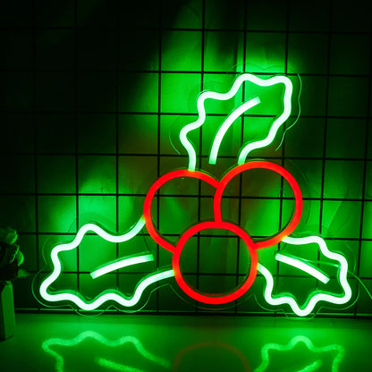 Decoração de Natal com Frutas de Azevinho 5V USB Letreiro de LED - Econômico