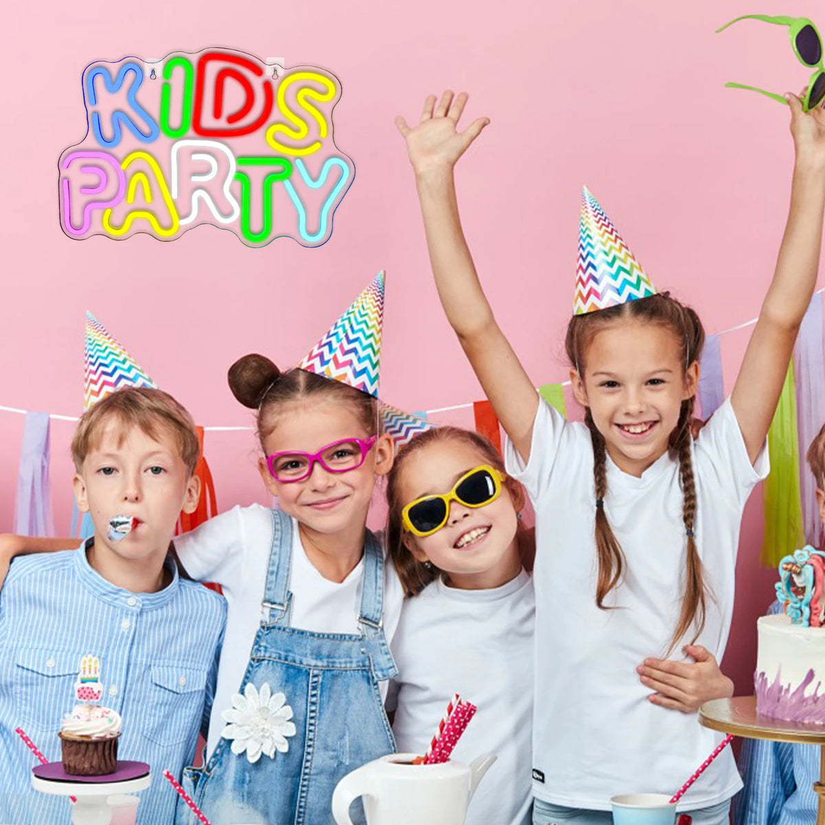 Kids Party – letreiro de néon LED (5 V USB)