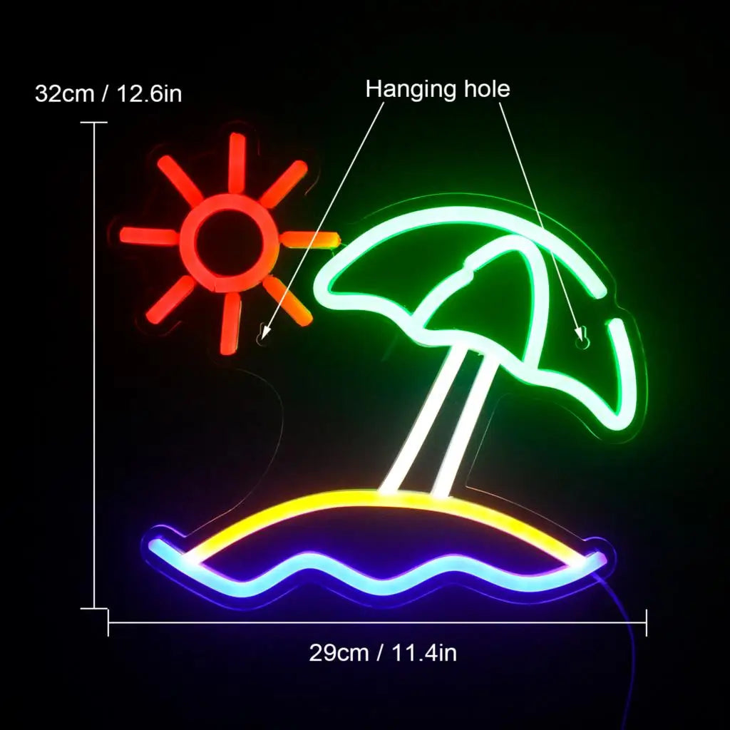 Letreiro de LED Praia Sol 5V USB - Econômico