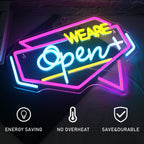 WE ARE Open + – Moldura geométrica – reclame luminoso em néon LED (5 V USB)