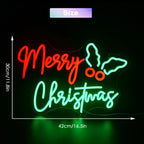 Merry Christmas – Folhas de Natal na lateral – letreiro de néon LED (5 V USB)