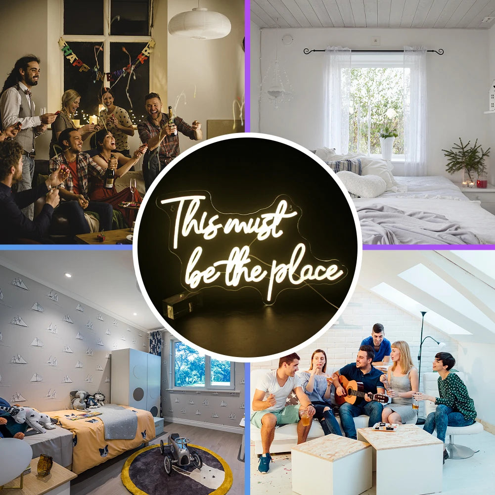 This must be the place – letreiro de néon LED (5 V USB)