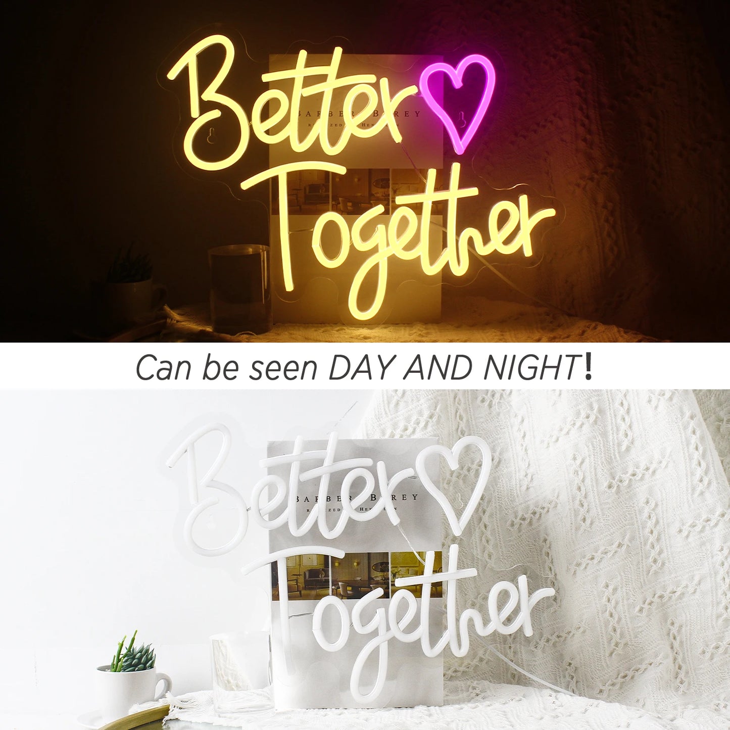 Coração "Better Together" 5V USB Letreiro de LED - Econômico
