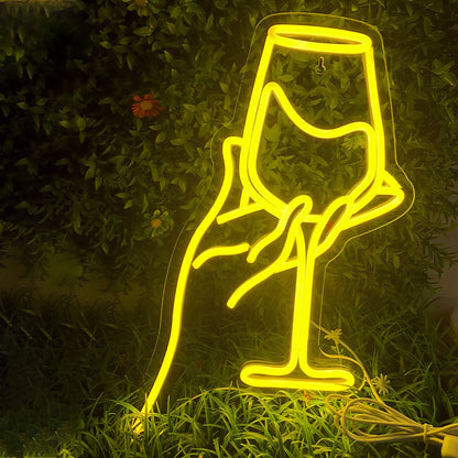 Taça de Vinho Tinto 5V USB Letreiro de LED - Econômico