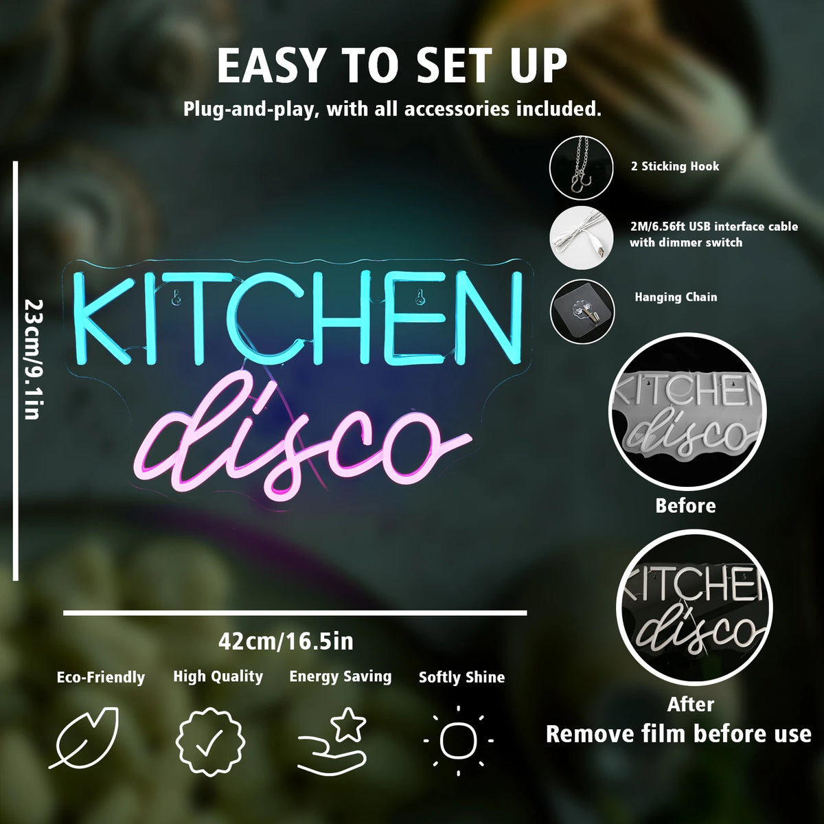 Placa de LED neon mini USB 5V Kitchen Disco - Econômica