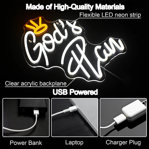 Letreiro de LED "Plano de Deus" 5V USB - Econômico