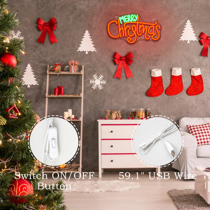Placa de LED "Feliz Natal" 5V USB - Econômica