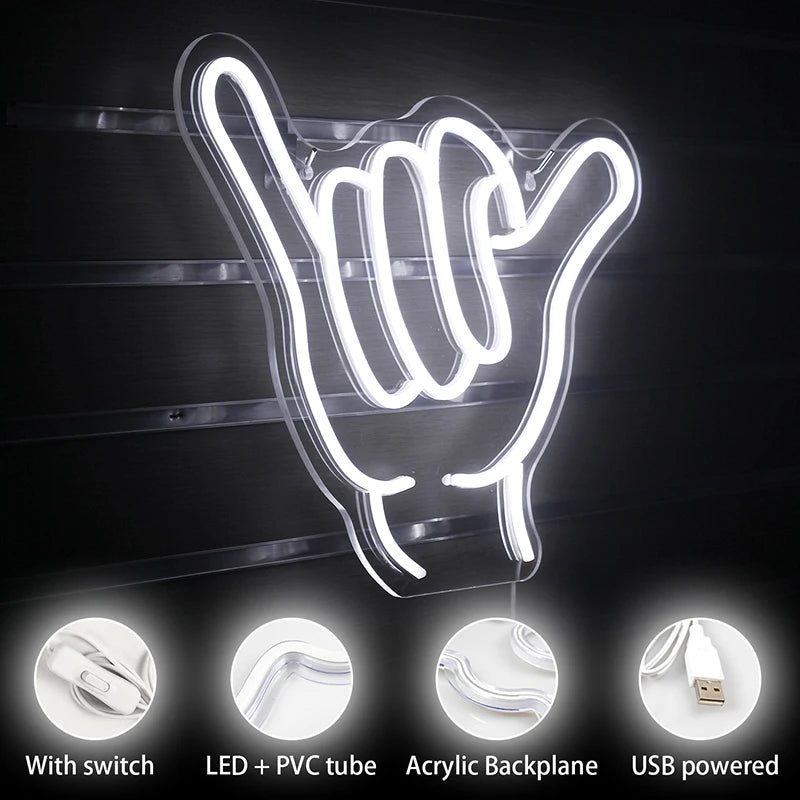 Letreiro de LED "Gesto de Incentivo e Elogio" 5V USB - Econômico