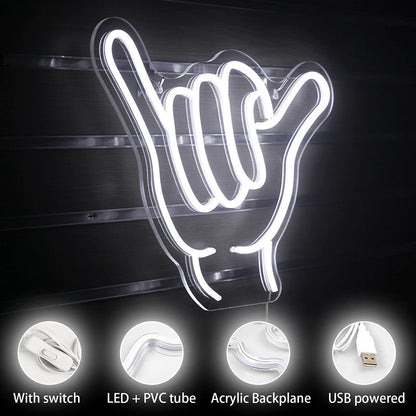Letreiro de LED "Gesto de Incentivo e Elogio" 5V USB - Econômico
