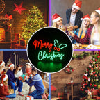 Merry Christmas – Folhas de Natal na lateral – letreiro de néon LED (5 V USB)