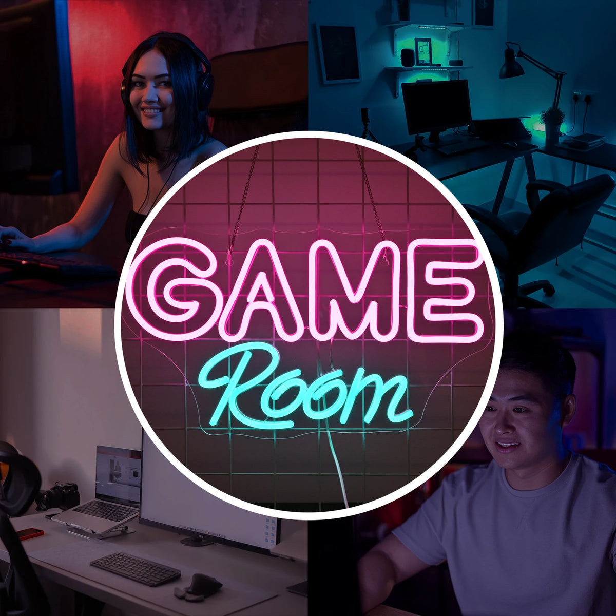 Game Room – letreiro de néon LED (5 V USB)