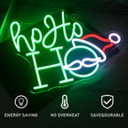 Ho Ho Ho – Cara e gorro do Pai Natal – letreiro de néon LED (5 V USB)